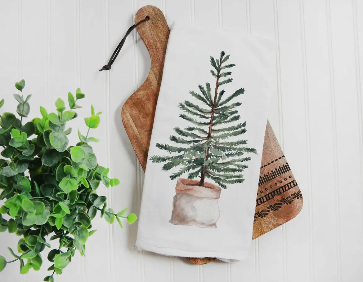 Watercolor Christmas Tree Kitchen Towel