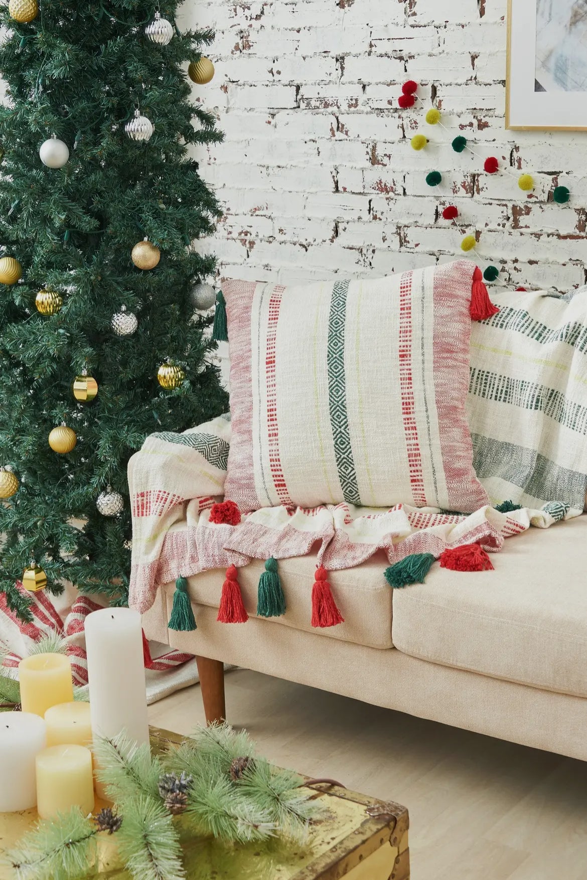 Red & Green Striped Throw Blanket