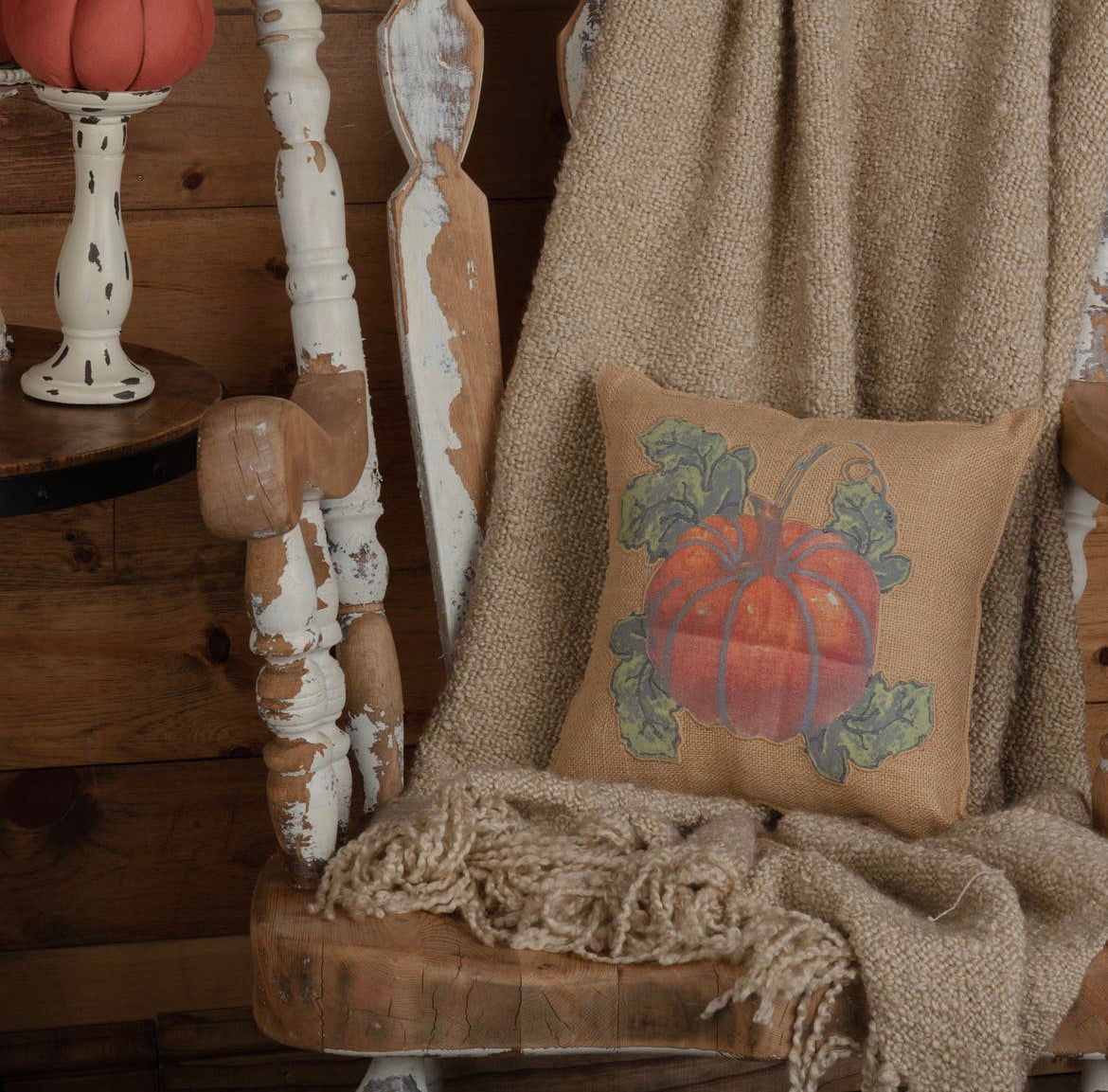 Jute Burlap Natural Harvest Pumpkin Pillow