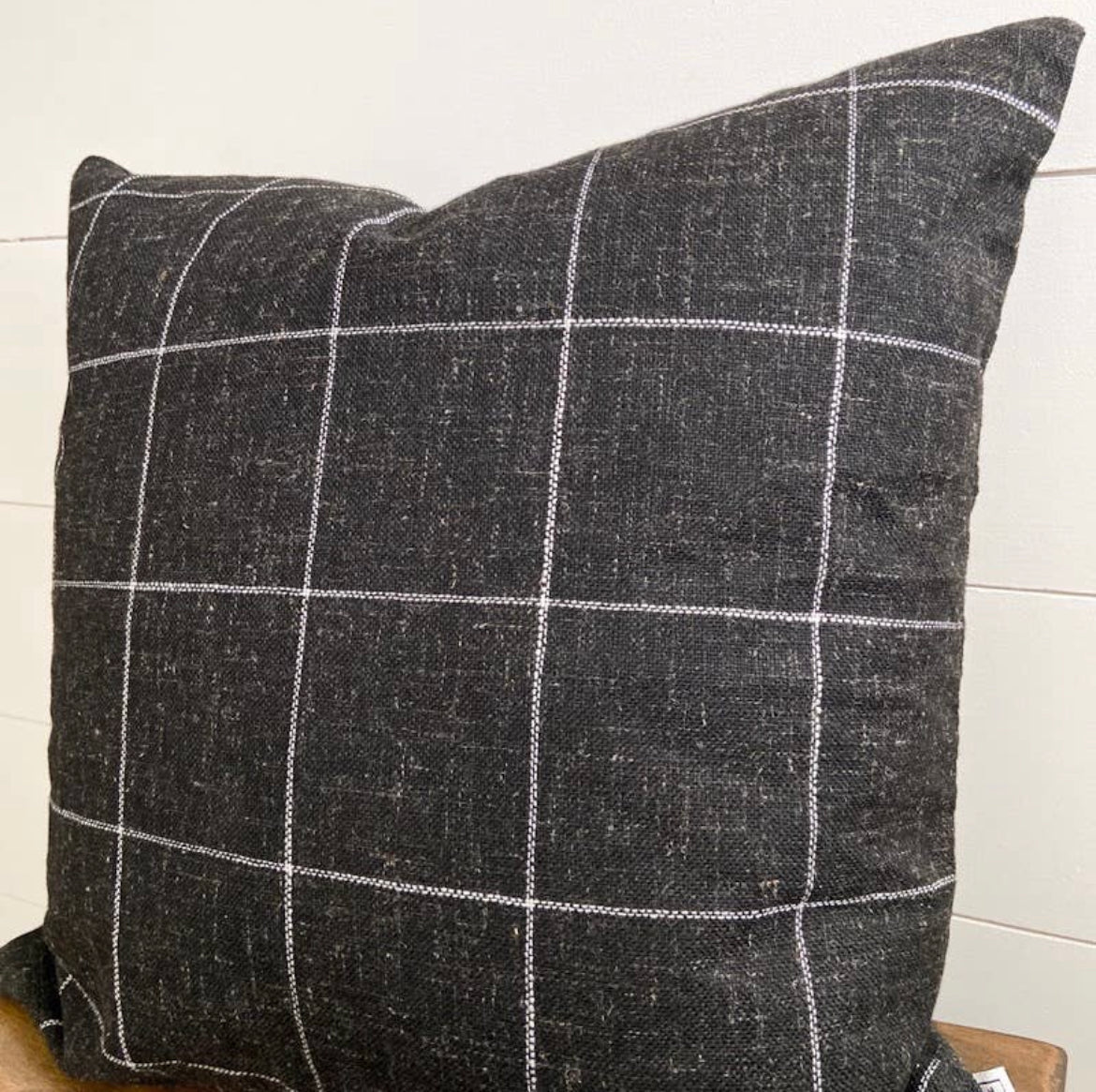 Woven Black Windowpane Pillow Cover