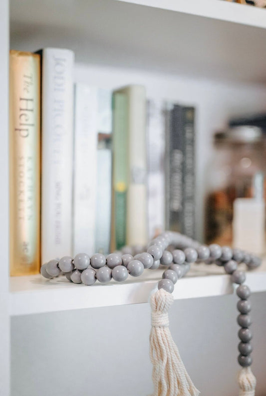 Farmhouse Grey Wood Bead Garland